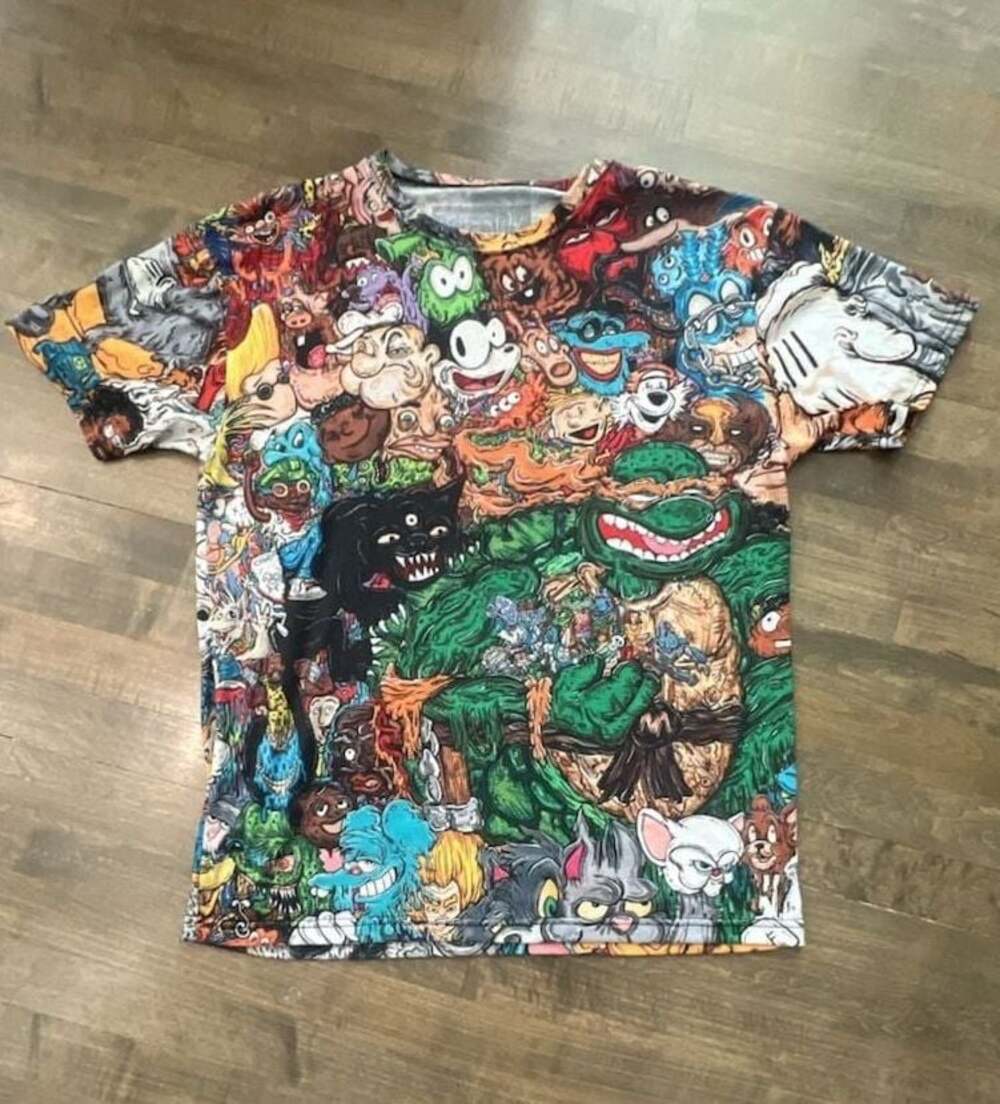 Grassroots California Vincent Gordon Cartoon Gumbo All-Over Print T-Shirt Size L